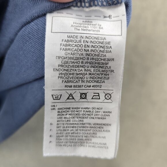 Adidas Womens 2X Blue Logo T-Shirt Made In Indonesia Cotton Blend - Picture 5 of 6